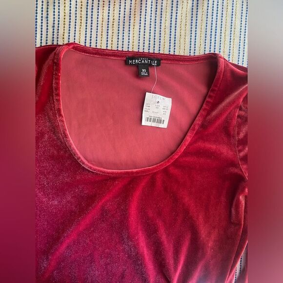 J. Crew Mercantile Body Suit Womens  Sz XS Pink Velvet  Scoop Long Sleeve NWT - Picture 4 of 8